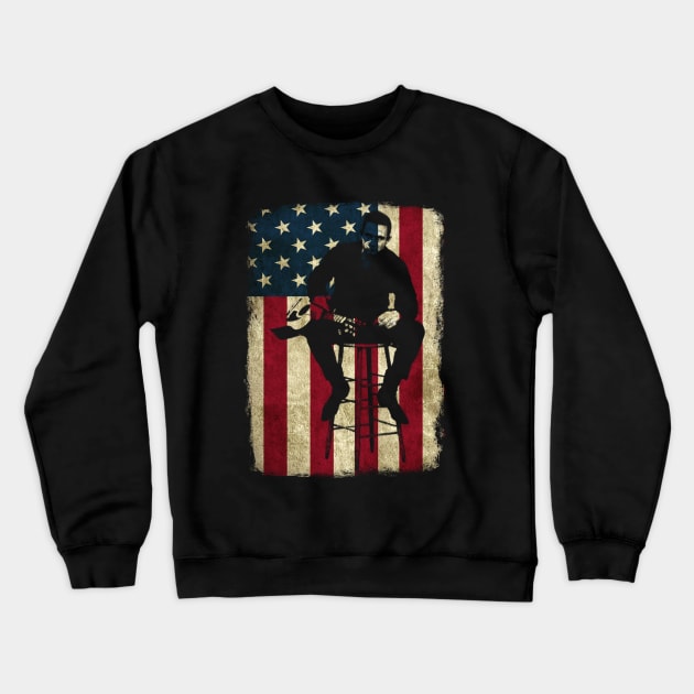 Vintage American Flag Cash Legend Crewneck Sweatshirt by Symmetry Stunning Portrait